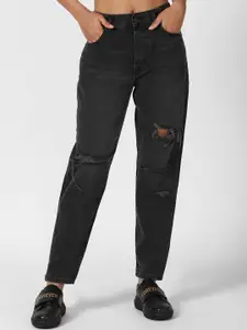 FOREVER 21 Women Black Highly Distressed Jeans