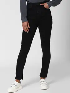 FOREVER 21 Women Black Skinny Fit High-Rise Jeans