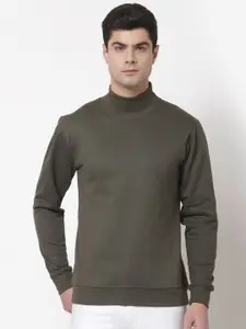 Style Quotient Men Olive Green Cotton Sweatshirt