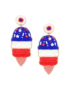 Mali Fionna Blue & Red Beaded Quirky Drop Earrings