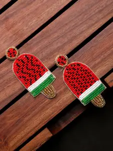 Mali Fionna Red & Green Quirky Drop Earrings