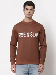 Style Quotient Men Brown Printed Cotton Sweatshirt