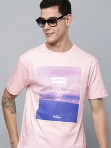 Levis Men Pink Printed Pure Cotton T-shirt