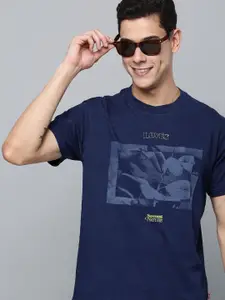 Levis Men Navy Blue Printed Pure Cotton T-shirt