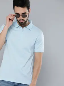 Levis Men Blue Solid Polo Collar Pure Cotton T-shirt