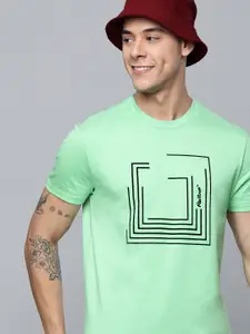 Levis Men Green & Black Printed Pure Cotton T-shirt