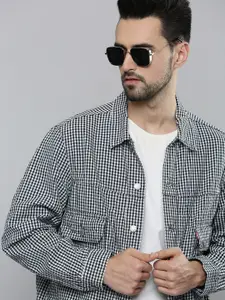 Levis Men Blue & White Checked Tailored Jacket
