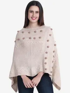 JoE Hazel Women Beige Cable Knit Poncho
