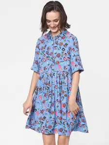 ONLY Blue Printed Shirt Dress
