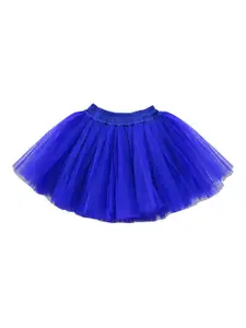 A.T.U.N. Girls Blue Solid Flared Mini Skirt