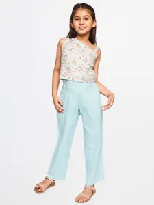 AND Girls Blue & Pink Printed Top with Trousers