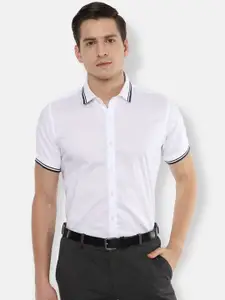 Van Heusen Men White Solid Slim Fit Casual Shirt