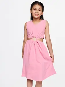 AND Girls Pink Cut Out A-Line Dress