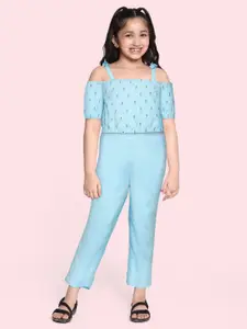 Global Desi Girls Blue Printed Top with Palazzos
