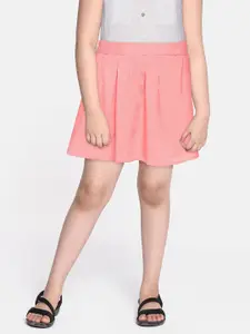 AND Girls Coral Red Solid A-Line Skirt
