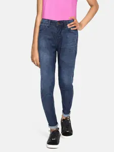 AND Girls Navy Blue Skinny Fit Mid-Rise Clean Look Light Fade Stretchable Jeans