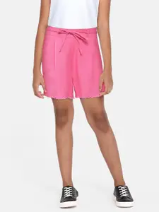 Global Desi Girls Pink Solid Shorts