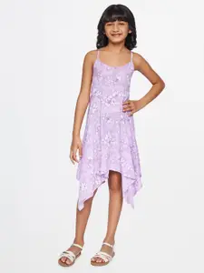 Global Desi Girls Lavender Printed Fit & Flare Dress