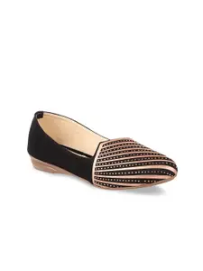 Shoetopia Women Copper-Toned Printed Ballerinas with Bows Flats