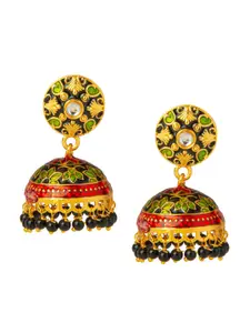 Shining Jewel - By Shivansh Gold-Toned Contemporary Jhumkas Earrings