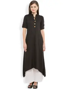 Vishudh Women Black Solid A-Line Kurta