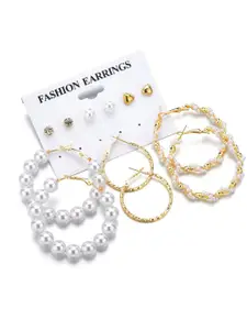 Vembley Set of 6 Gold-Toned Circular Studs Earrings