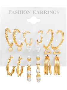 Vembley Set Of 9 Gold-Plated Earrings