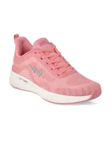 Campus Women Pink Mesh Lace-up Running Shoes