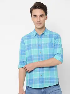 Pepe Jeans Men Sea Green Checked Casual Shirt