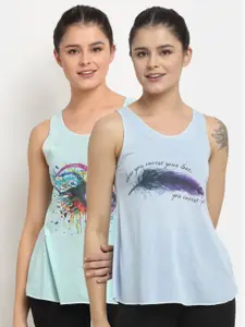 MACK JONNEY Pack-2 Green Print Tank Top