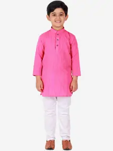 Pro-Ethic STYLE DEVELOPER Boys Pink Embroidered Kurta with Churidar
