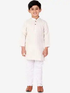 Pro-Ethic STYLE DEVELOPER Boys Cream-Coloured Striped Kurta with Pyjamas