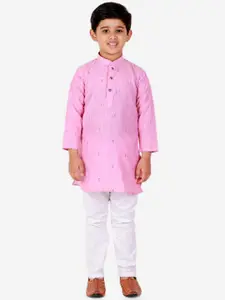 Pro-Ethic STYLE DEVELOPER Boys Pink Pure Cotton Kurta with Pyjamas