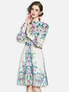 JC Collection White Floral Shirt Dress