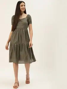 Off Label Olive Green Tiered Dress