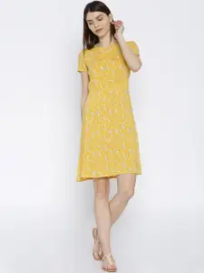 Jealous 21 Women Yellow Printed A-Line Dress
