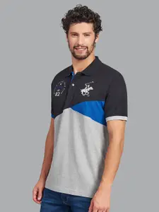 Beverly Hills Polo Club Men Black Colourblocked Polo Collar T-shirt