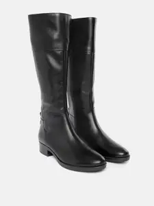 Geox Black Leather Comfort Heeled Boots