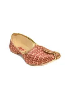 Ajanta Men Red & Gold-Toned Ethnic Comfort Sandals