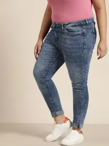 Sztori Plus Size Women Navy Blue Skinny Fit Light Fade Stretchable Jeans