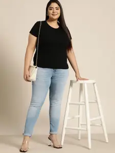 Sztori Women Plus Size Skinny Fit Light Fade Jeans