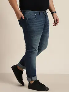 Sztori Men Plus Size Blue Slim Tapered Fit Light Fade Stretchable Jeans