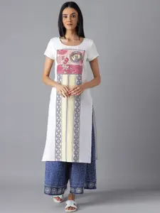 AURELIA Women White Ethnic Motifs Printed Kurta