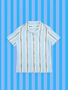 Pantaloons Junior Boys Blue Striped Casual Shirt