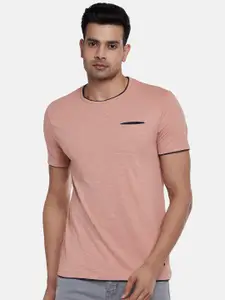 People Men Pink Pure Cotton T-shirt