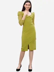 Selvia Lime Green Lycra Sheath Dress