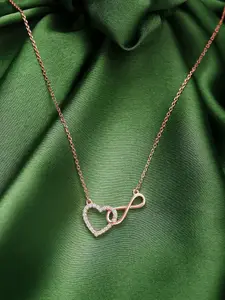 GIVA 925 Silver Rose Gold Sparkling Infinity Pendant with Link Chain