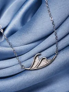 GIVA 925 Sterling Silver Rhodium Plated Wave Necklace