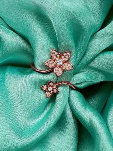GIVA Rose Gold-Plated White CZ-Studded Adjustable Finger Ring