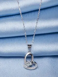 GIVA 925 Sterling Silver Rhodium Plated Shine Heart Necklace